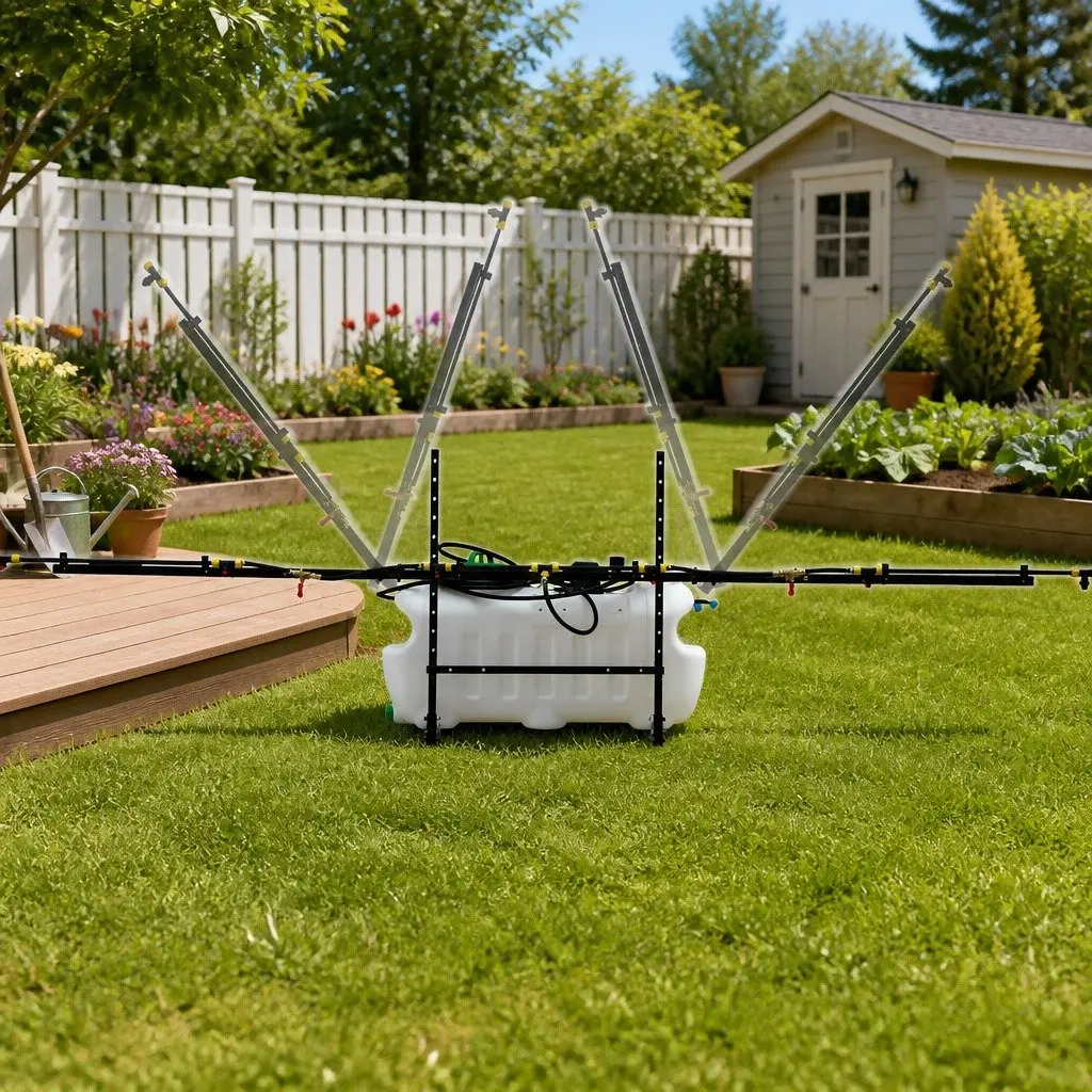Weed Sprayer 100L Tank 3M Boom Foldable Adjustable Support Poles High Flow Rate 13Lmin 100PSI Leak Proof Impact Resistant Construction