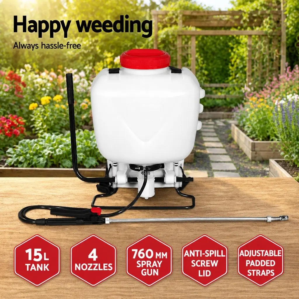 15L Garden Spray Backpack Pump with Four Nozzles for Pesticide and Herbicide Application