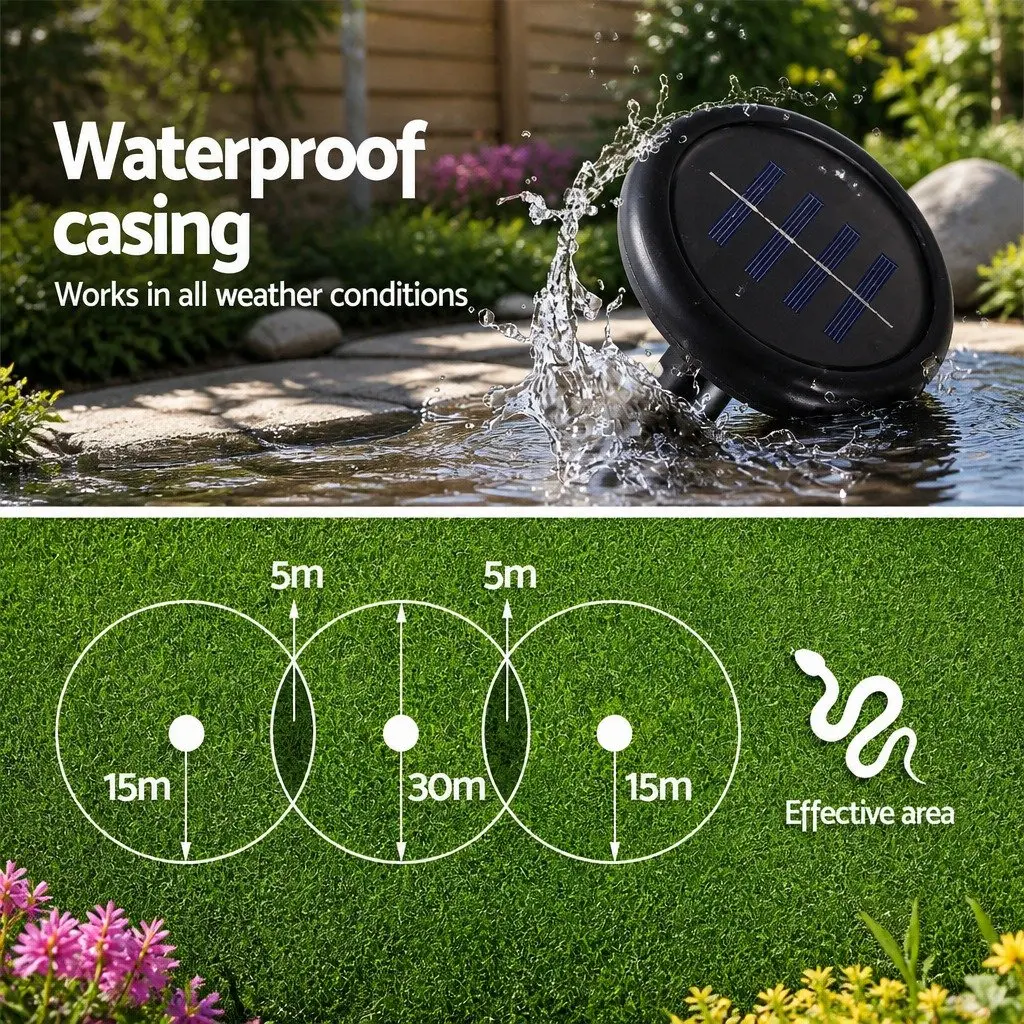 Snake Repeller 4 Pack Solar Powered Ultrasonic Pest Control for Garden Yard Farm