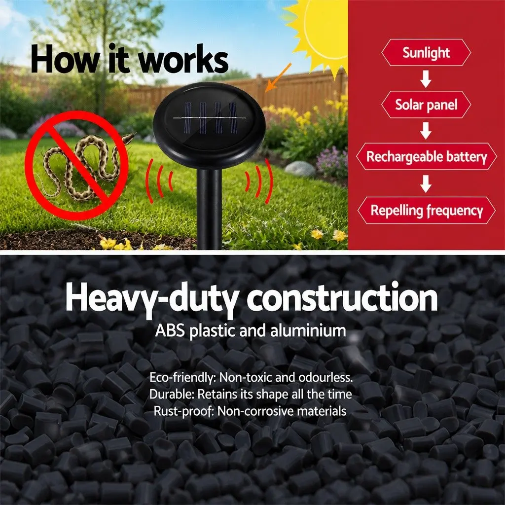 Snake Repeller 6 Pack Ultrasonic Solar Powered Weatherproof Yard Garden Farm
