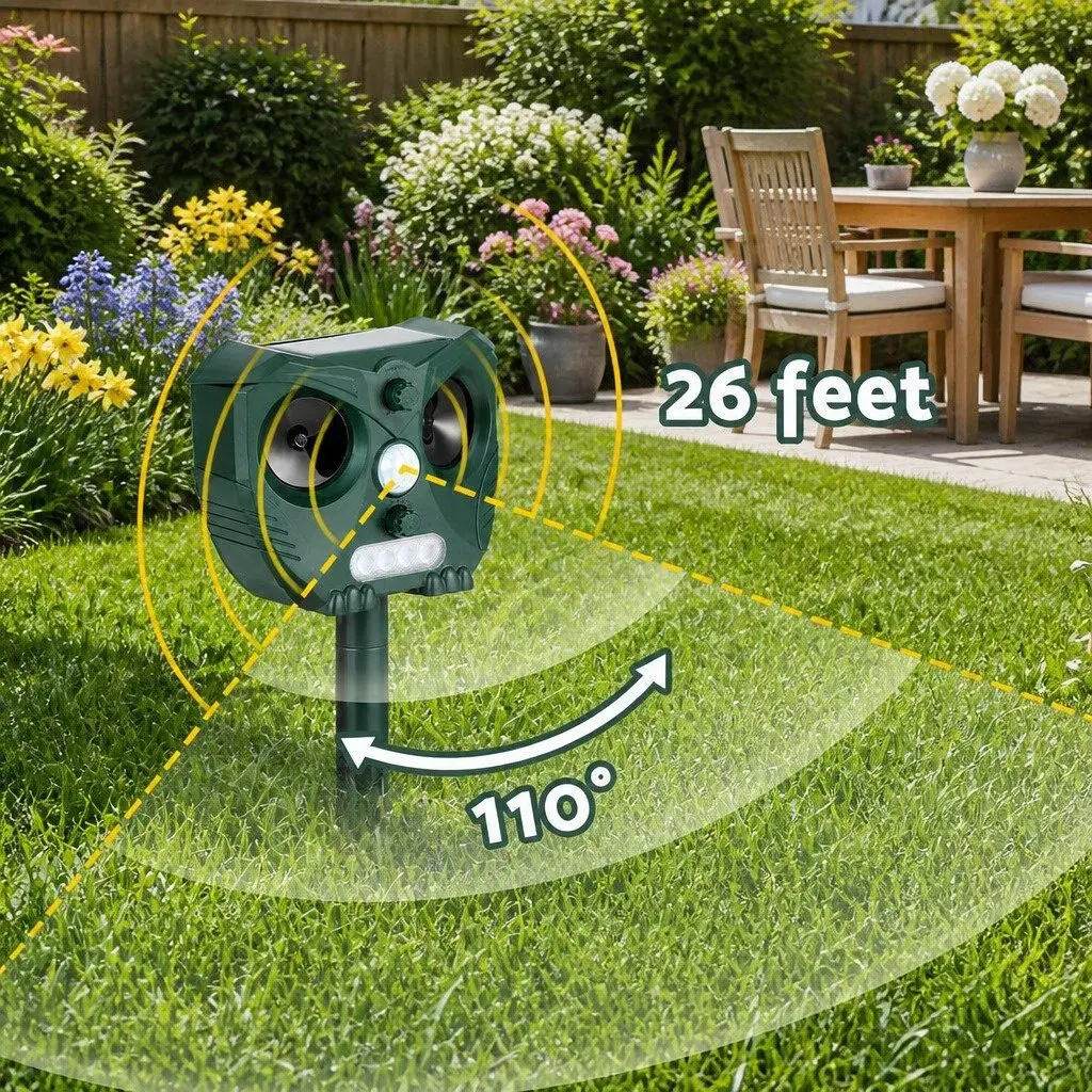 Ultrasonic Snake Repeller Solar USB Powered Motion Activated Animal Deterrent Garden Yard Farm