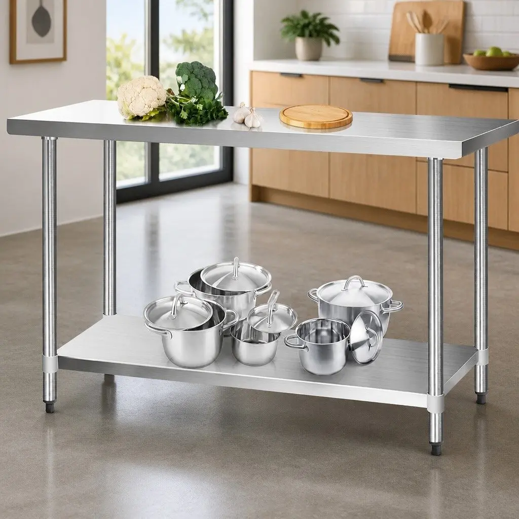 Stainless Steel Kitchen Work Bench 1524x610mm Heavy-Duty Food Preparation Table
