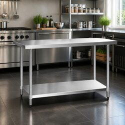 Versatile Stainless Steel Workbench for Kitchen Spaces 1524x610mm