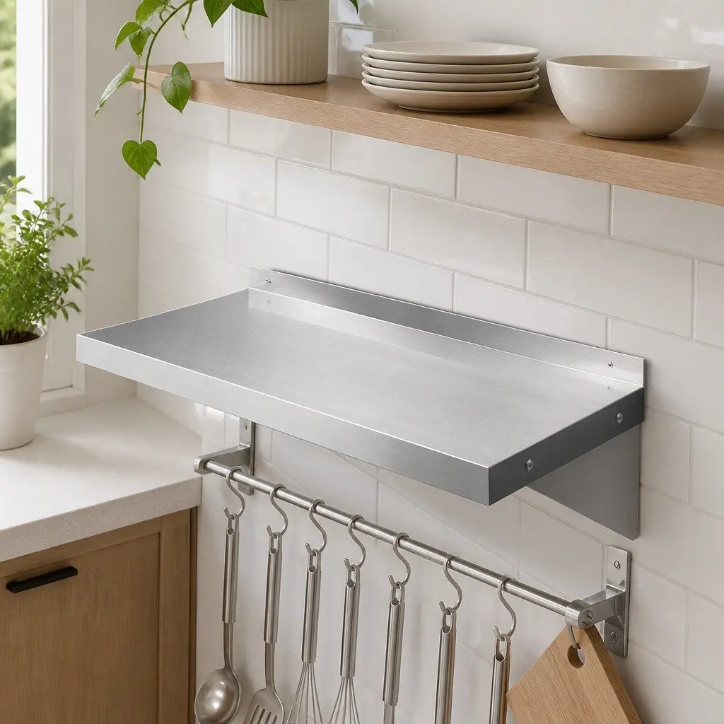 Stainless Steel Kitchen Wall Shelf 900mm Heavy-Duty Rust-Proof Easy to Clean