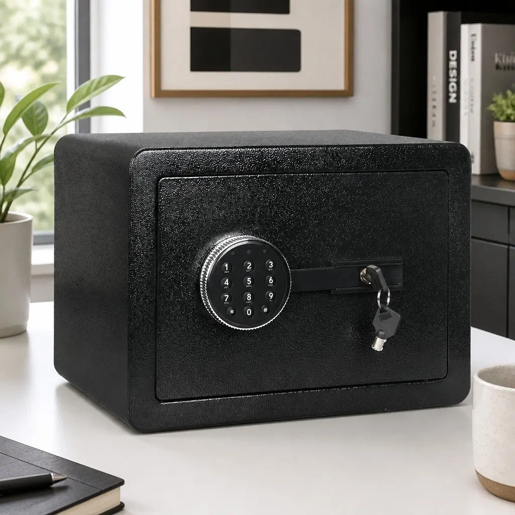 Digital Security Safe Box 13.8L Dual Lock Mechanism Password Key Lock Home Office Cash Storage