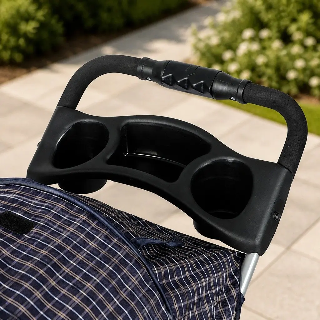 Pet Stroller Large Foldable One-Step Fold 360° Rotatable Wheel Waterproof Plaid