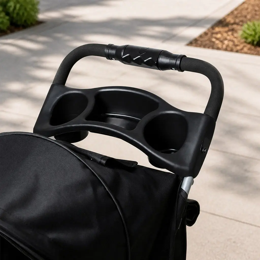 Pet Stroller 4 Wheels Foldable Portable Travel Carrier Black