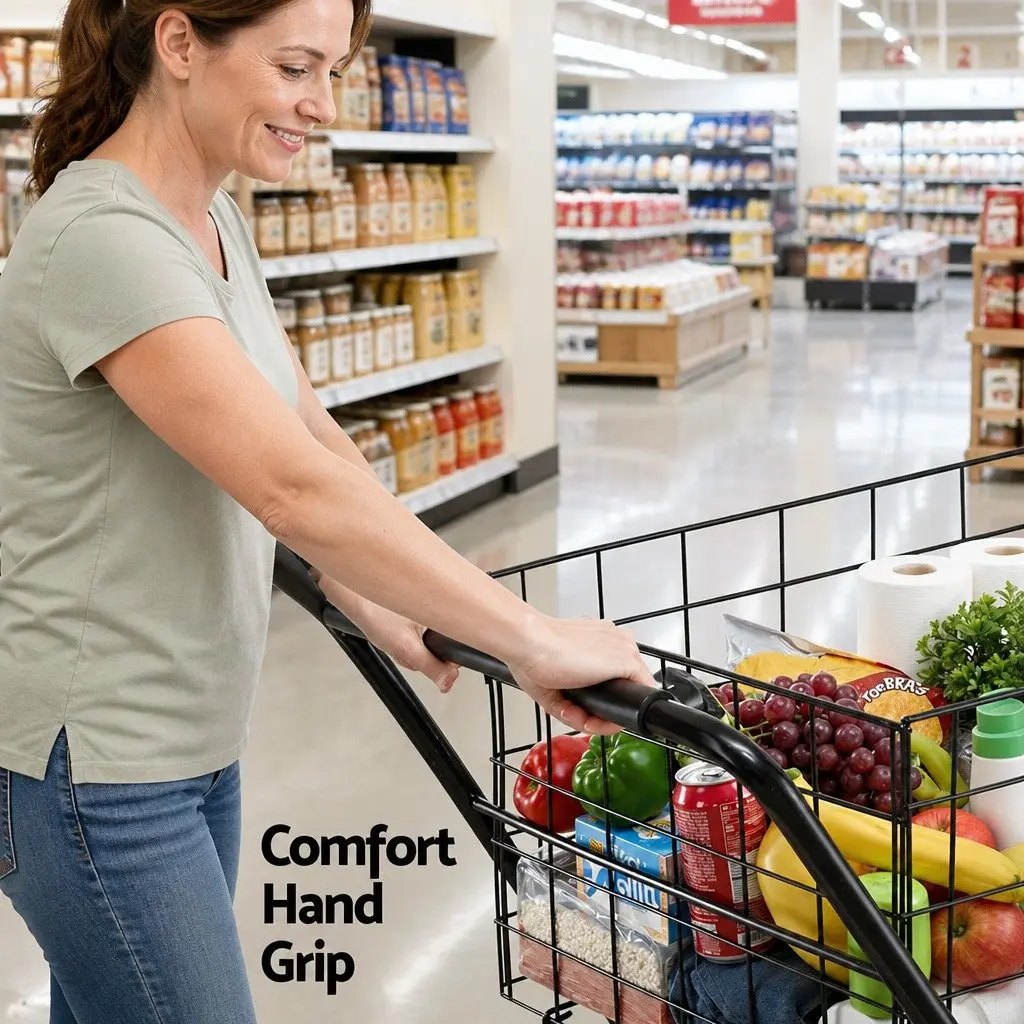 Foldable Shopping Trolley Cart Black Collapsible Kitchen Dining Storage Grocery