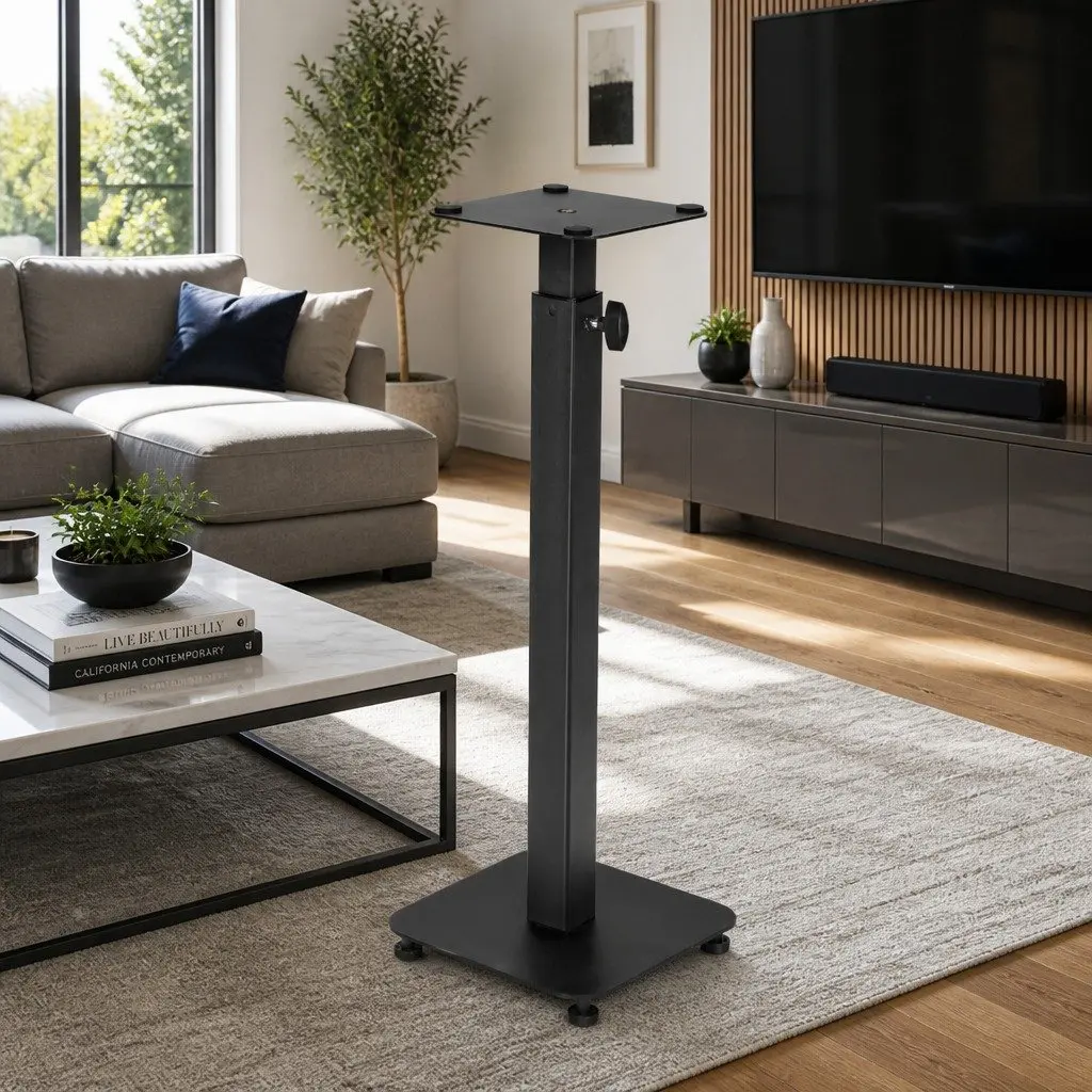 Speaker Stand Adjustable 70-117cm Height Steel Construction Integrated Cable Management 2pcs Black