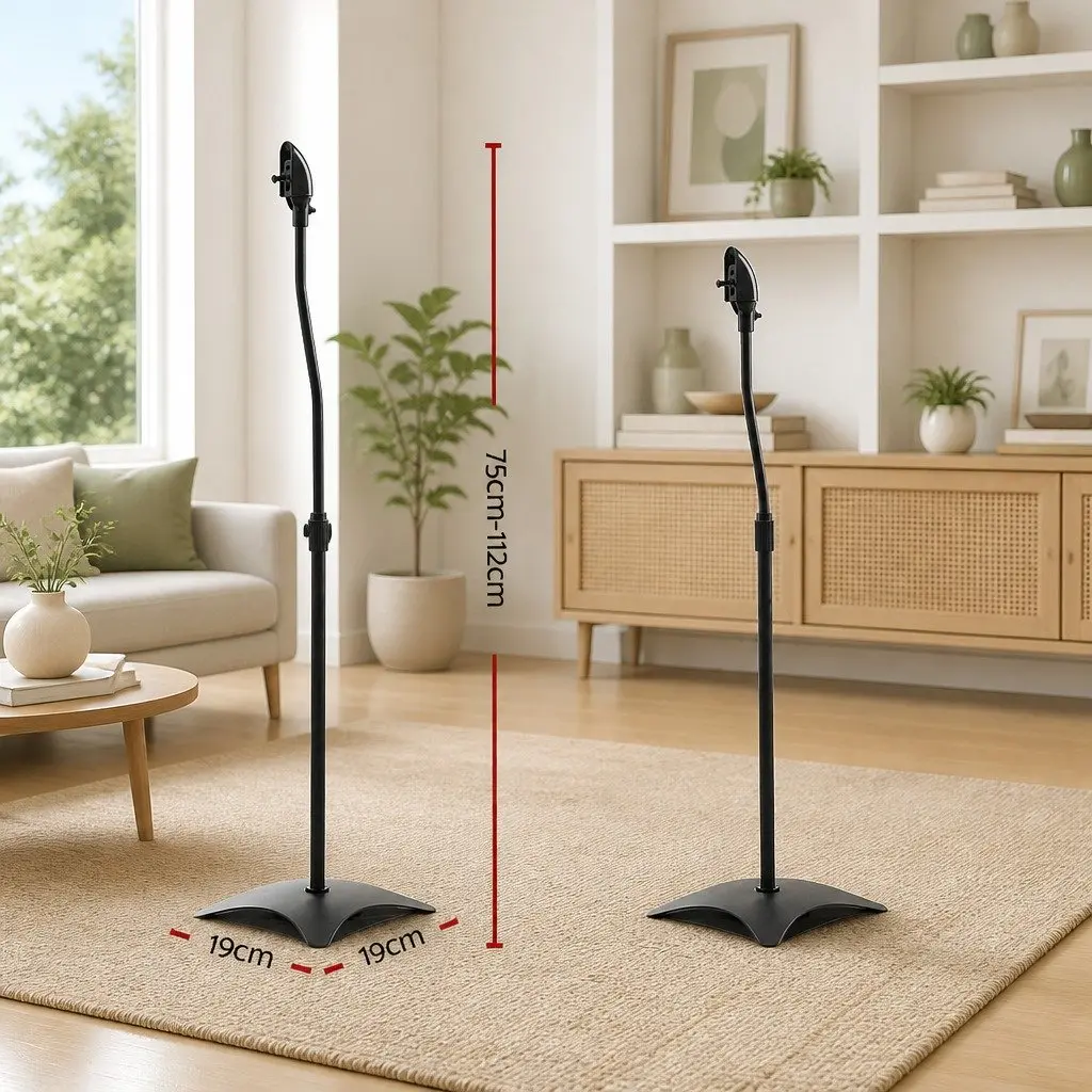 Speaker Stand 75-112cm Adjustable Height Double Base Cable Management 2pcs
