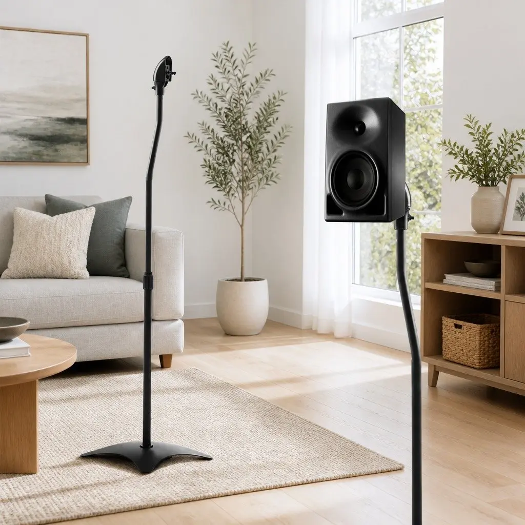 Speaker Stand 75-112cm Adjustable Height Double Base Cable Management 2pcs