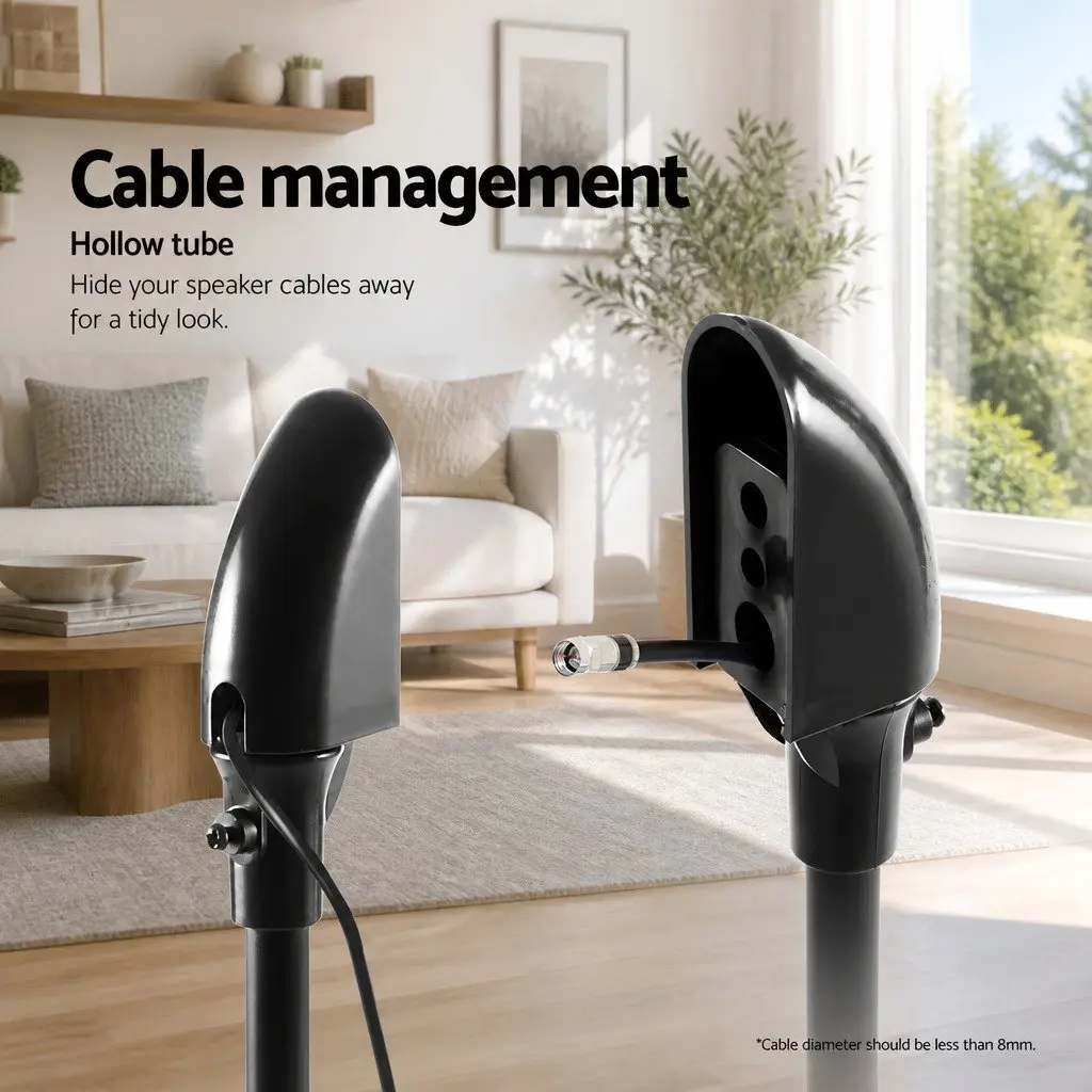 Speaker Stand 75-112cm Adjustable Height Double Base Cable Management 2pcs