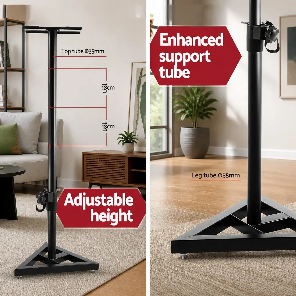 Speaker Stand 67-120cm Adjustable Height Steel Construction Non-Slip Mounting Plate 2pcs