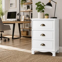 Charming 3-Drawer White Bedside Table for Your Space