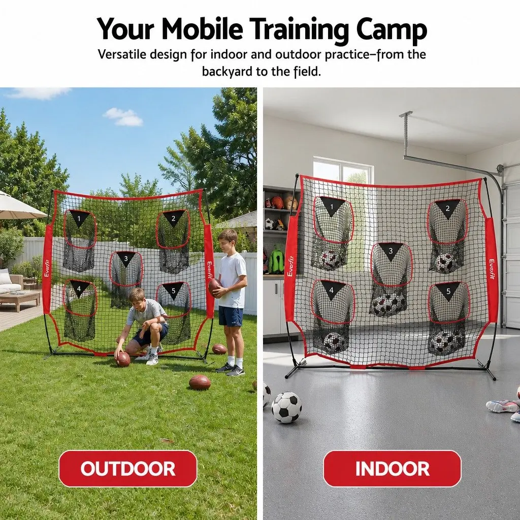 Football Training Net 1.8m Portable Soccer Goal Five Target Rebounder Practice Net