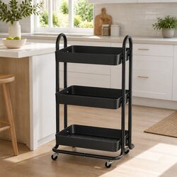 3 Tier Kitchen Cart Rack - Space-Saving Organizer on Wheels