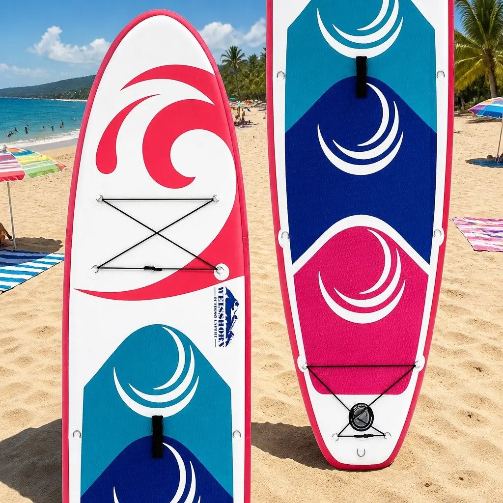 Inflatable Stand Up Paddle Board 11ft with Adjustable Paddle and Hand Pump Pink Kayak