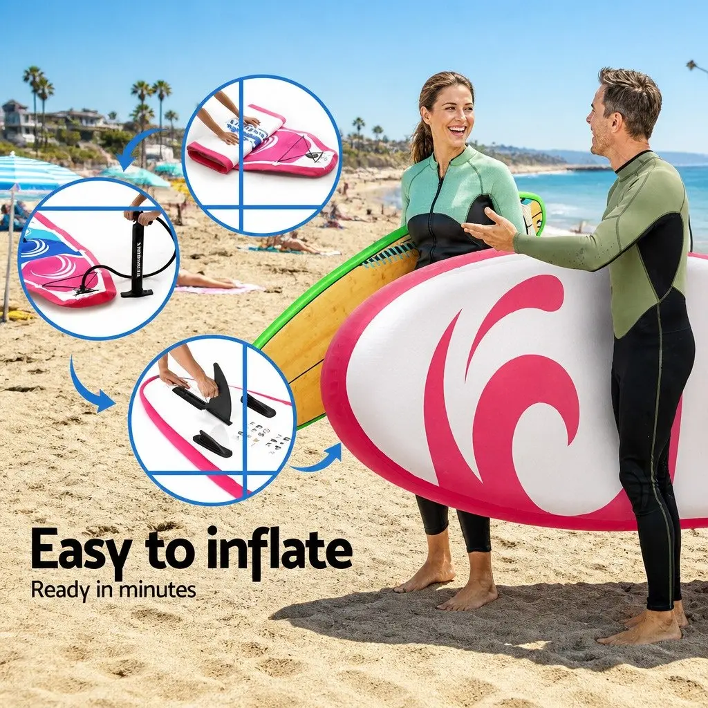 Inflatable Stand Up Paddle Board 11ft with Adjustable Paddle and Hand Pump Pink Kayak