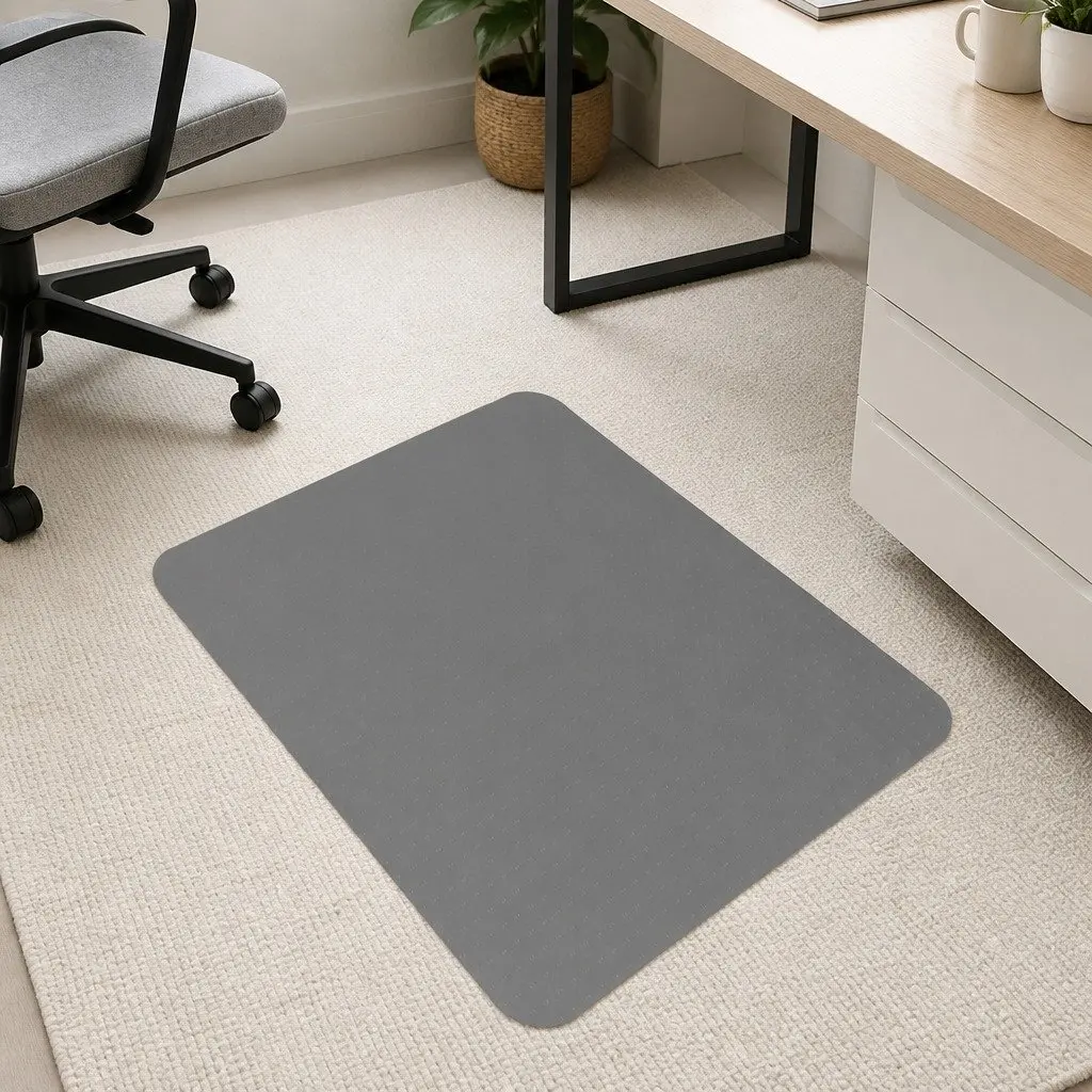 Chair Mat 135cm x 114cm Black PVC Gripper Backing for Carpet Floor Protection