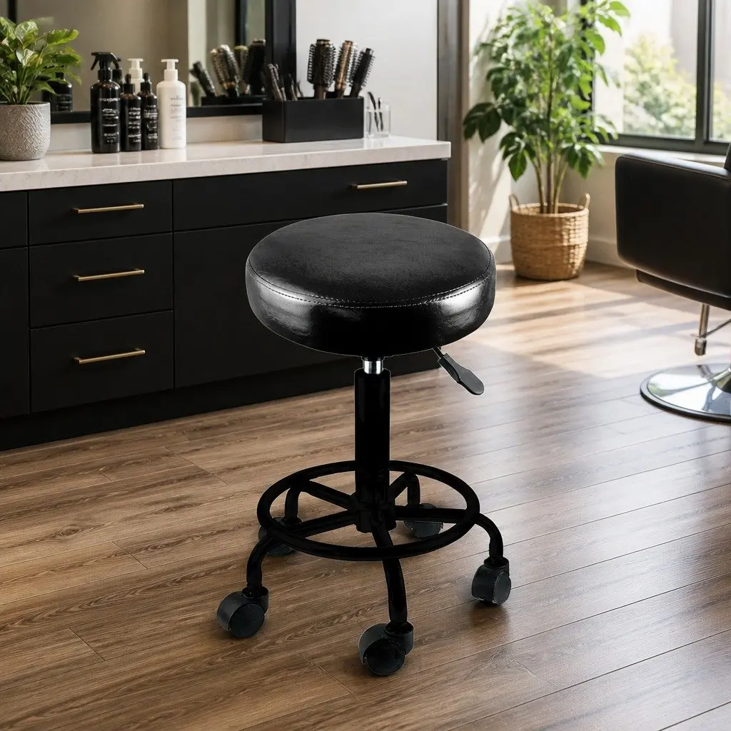 Salon Swivel Bar Stools Adjustable Height 360 Degree Rotation with Footrest and Casters