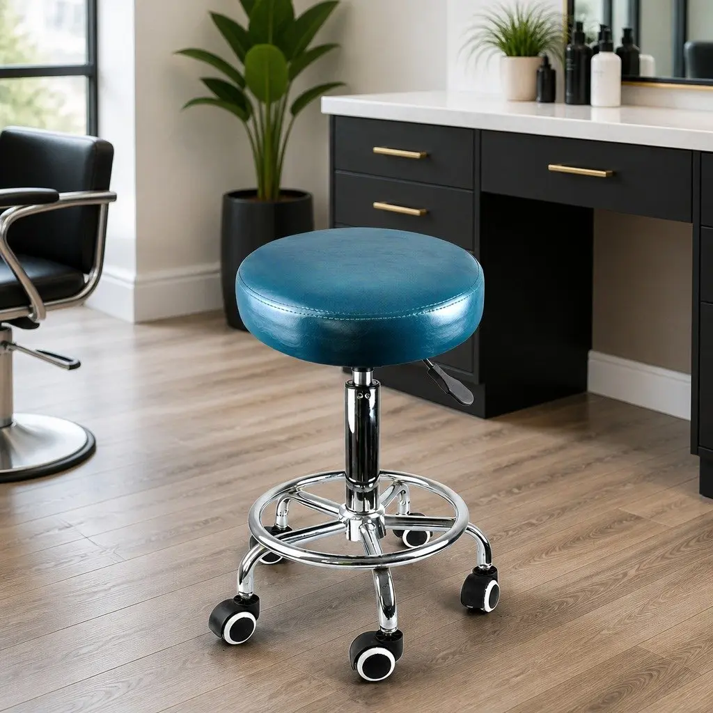 Salon Swivel Stool Teal 360 Degree Rotation Gas-Lift Height Adjustable