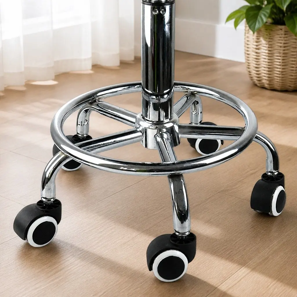 Salon Stool Red Adjustable Swivel Chair Professional PU Leather 360-Degree Rotation Smooth-Rolling Casters Circular Footrest Support