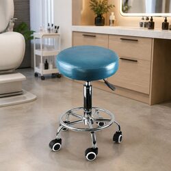 Stylish Teal PU Leather Salon Swivel Stool for Any Space