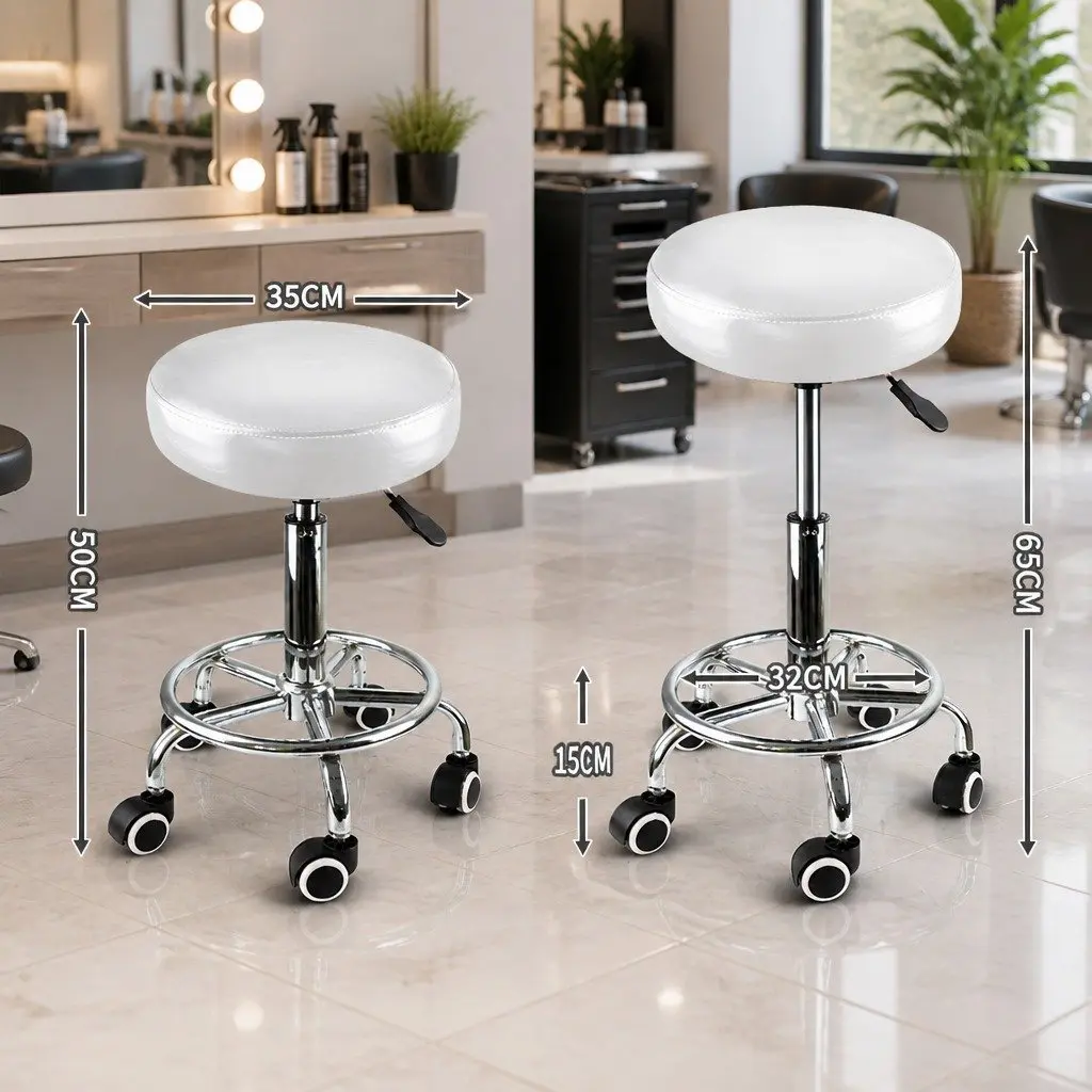 Salon Stool 360 Degree Swivel PU Leather Seat Gas Lift Hydraulic with Casters