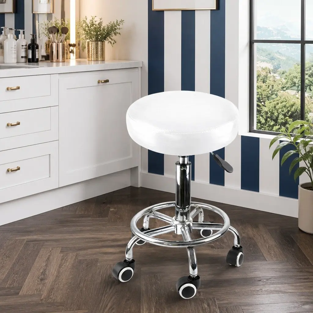 Salon Stool 360 Degree Swivel PU Leather Seat Gas Lift Hydraulic with Casters