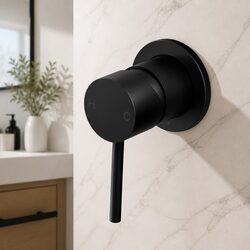 Basin Mixer Wall Tap Round Shower Bathtub Faucet Brass Black Contemporary Design