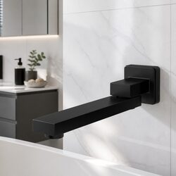 Wall Bath Spout Mixer Tap Square Swivel Bathtub Bathroom Black Matte