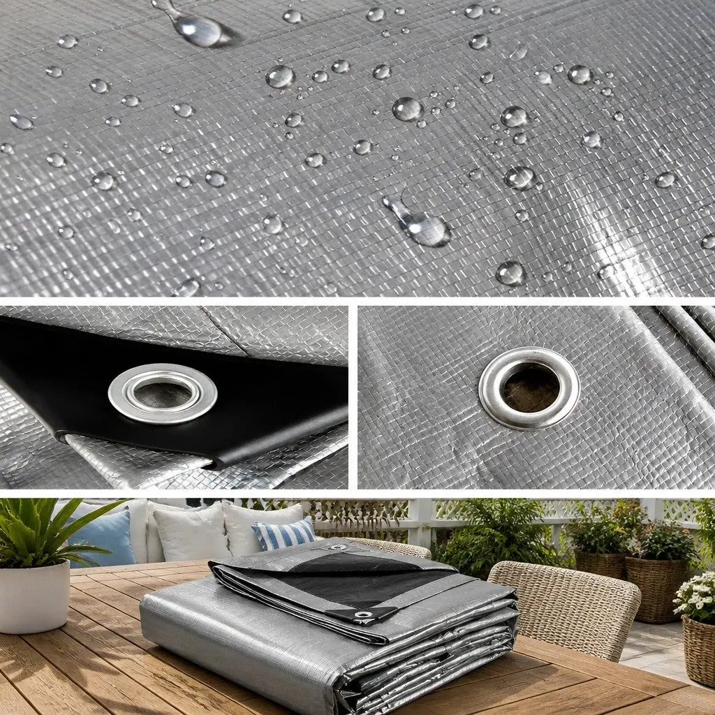 Poly Tarp 3m x 4.5m Heavy Duty Waterproof UV Resistant Black Sun Shade Cover