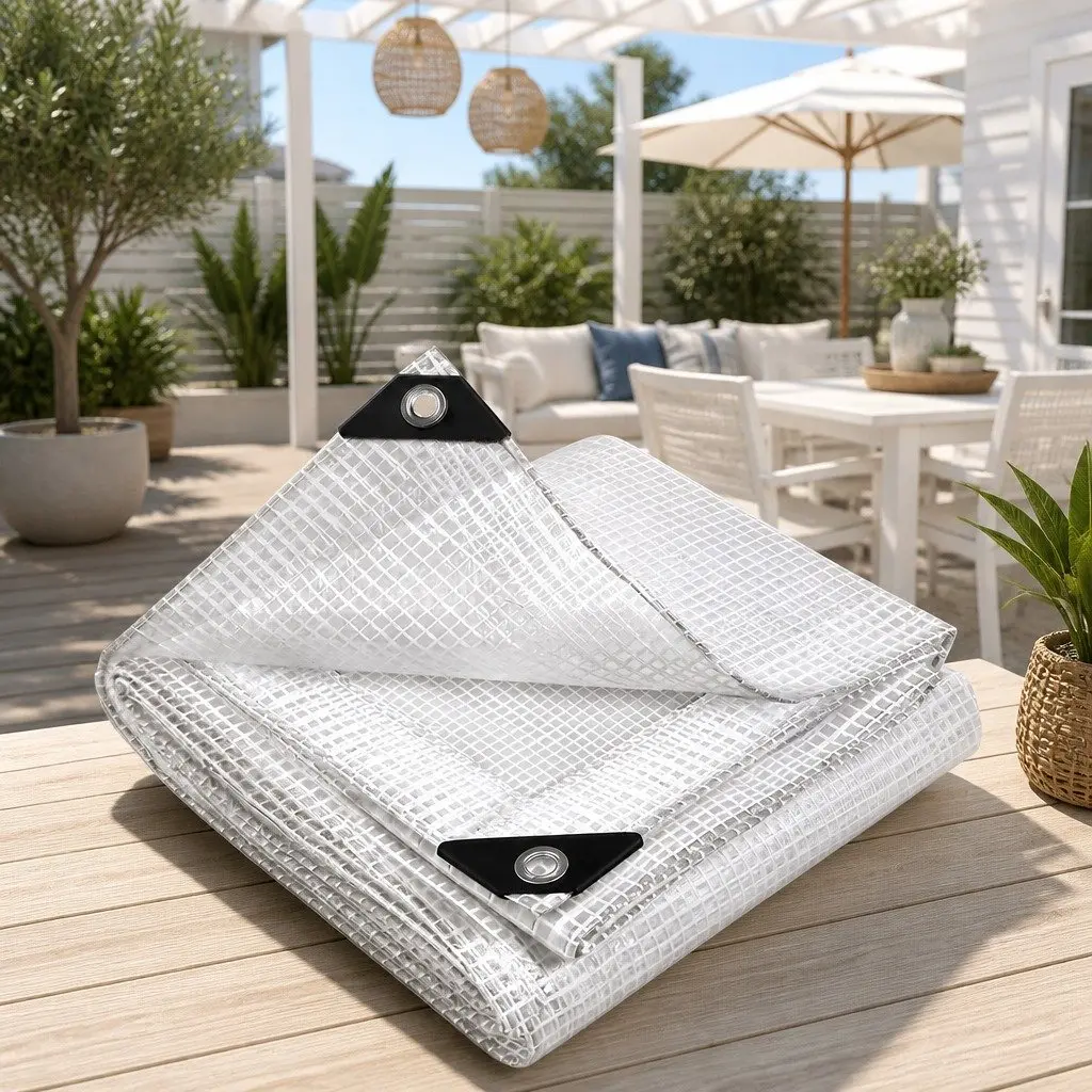 Clear Poly Tarp 4x6m Heavy Duty Waterproof UV Resistant Outdoor Cover