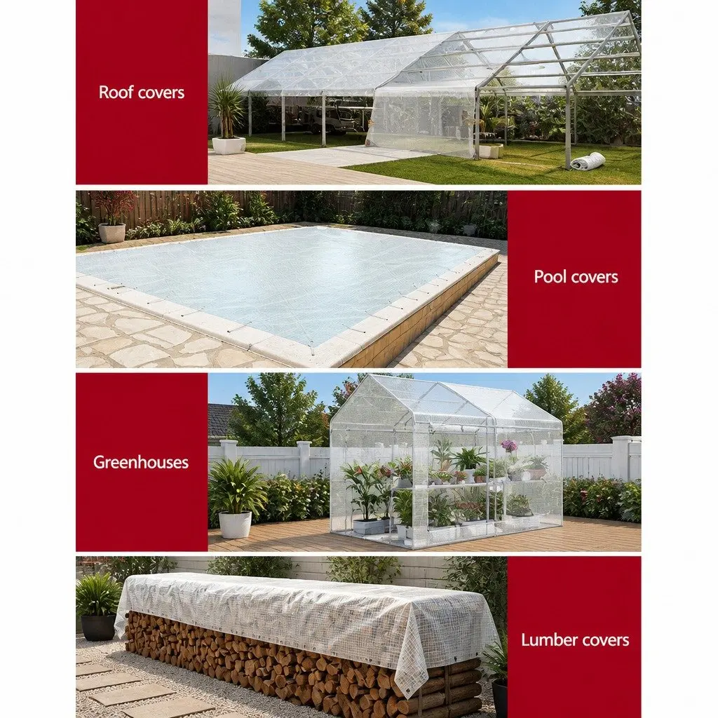 Clear Poly Tarp 4x6m Heavy Duty Waterproof UV Resistant Outdoor Cover