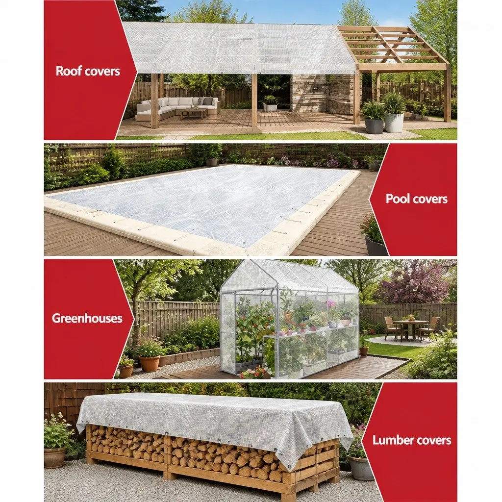 Heavy Duty Poly Tarp 5x6m Clear Waterproof UV Resistant Reinforced