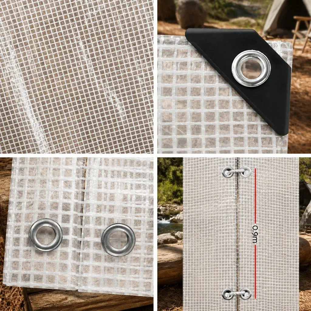Heavy Duty Poly Tarp 9x12m Clear Waterproof UV Resistant Camping Cover