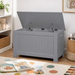 Stylish Grey Kids Toy Storage Chest and Bench
