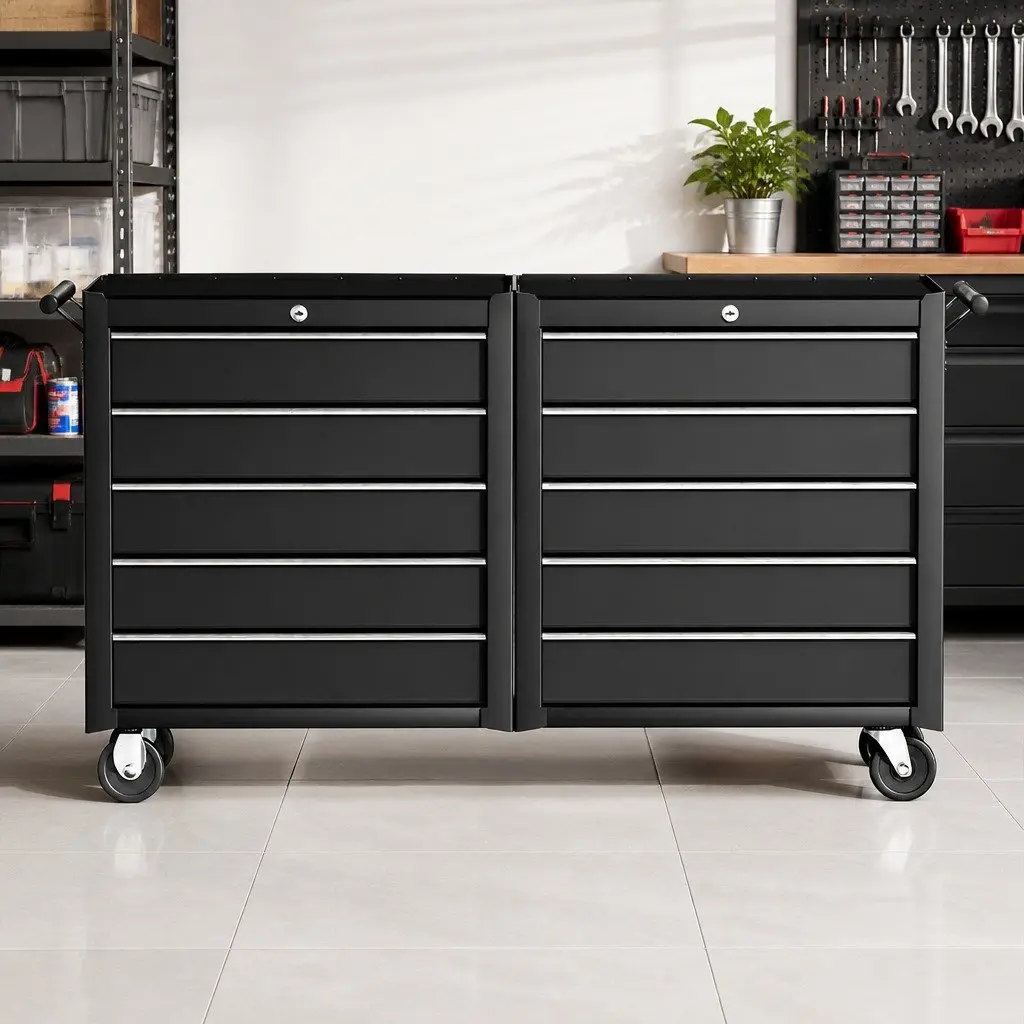 Tool Chest Trolley 10 Drawers Mobile Storage Cabinet Organizer Black