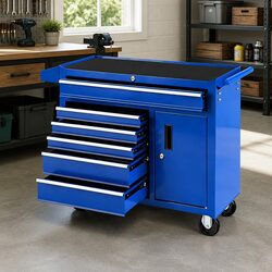 6 Drawer Tool Chest Trolley Storage Cabinet Organiser with Wheels Lockable