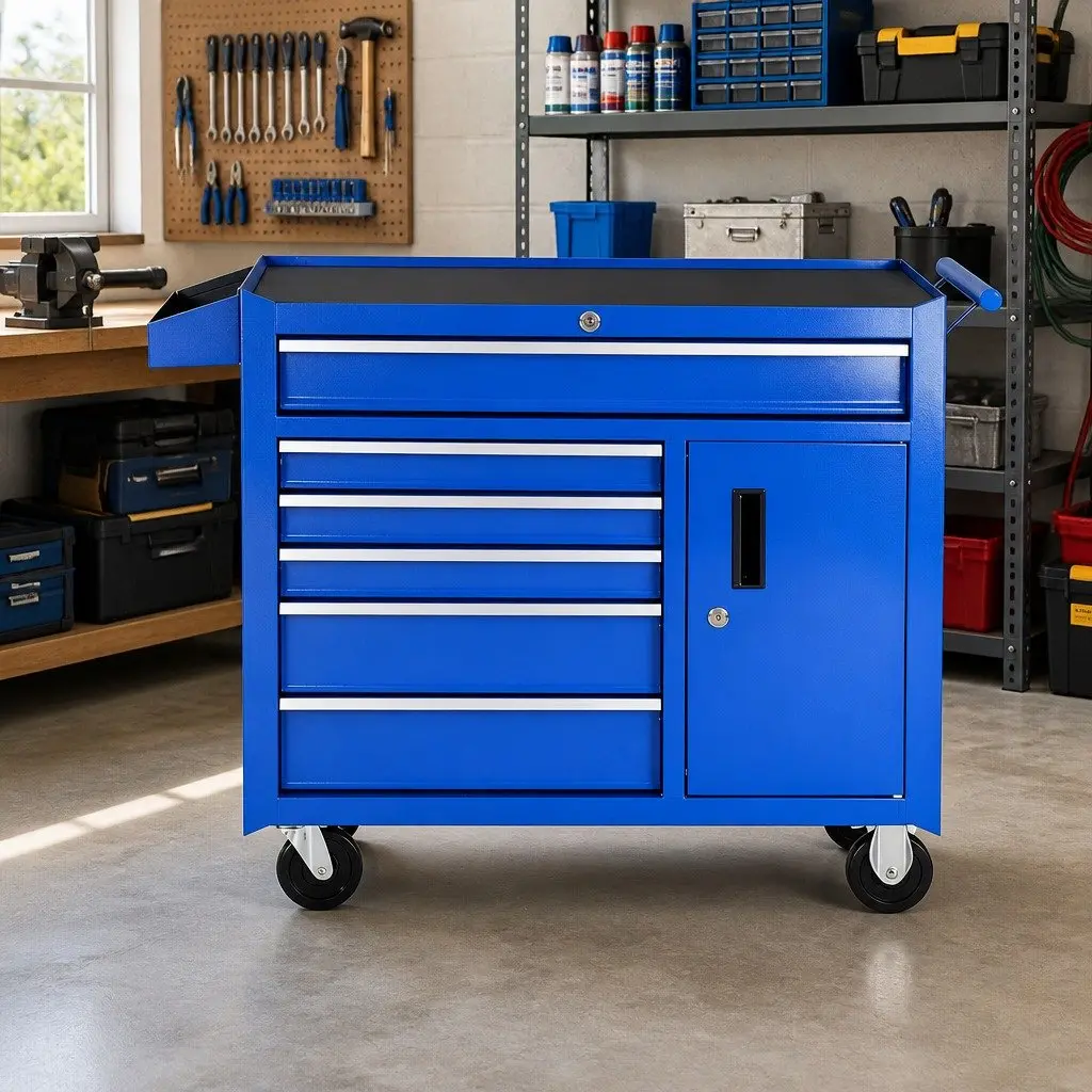 6 Drawer Tool Chest Trolley Storage Cabinet Organiser with Wheels