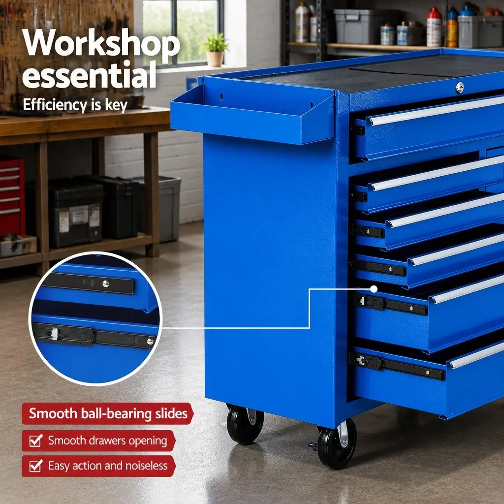 6 Drawer Tool Chest Trolley Storage Cabinet Organiser with Wheels
