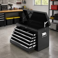 9 Drawer Tool Box Cabinet Steel Storage Chest Garage Organiser with Lock Black