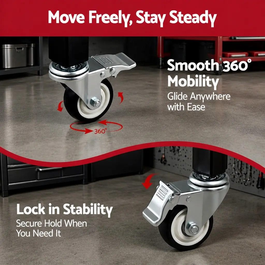 Welding Table Cart Mobile Workstation 130KG Capacity Lockable Tool Storage