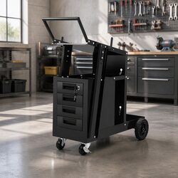 Welding Trolley Cart 4 Drawer MIG TIG ARC Welder Plasma Cutter Black Steel