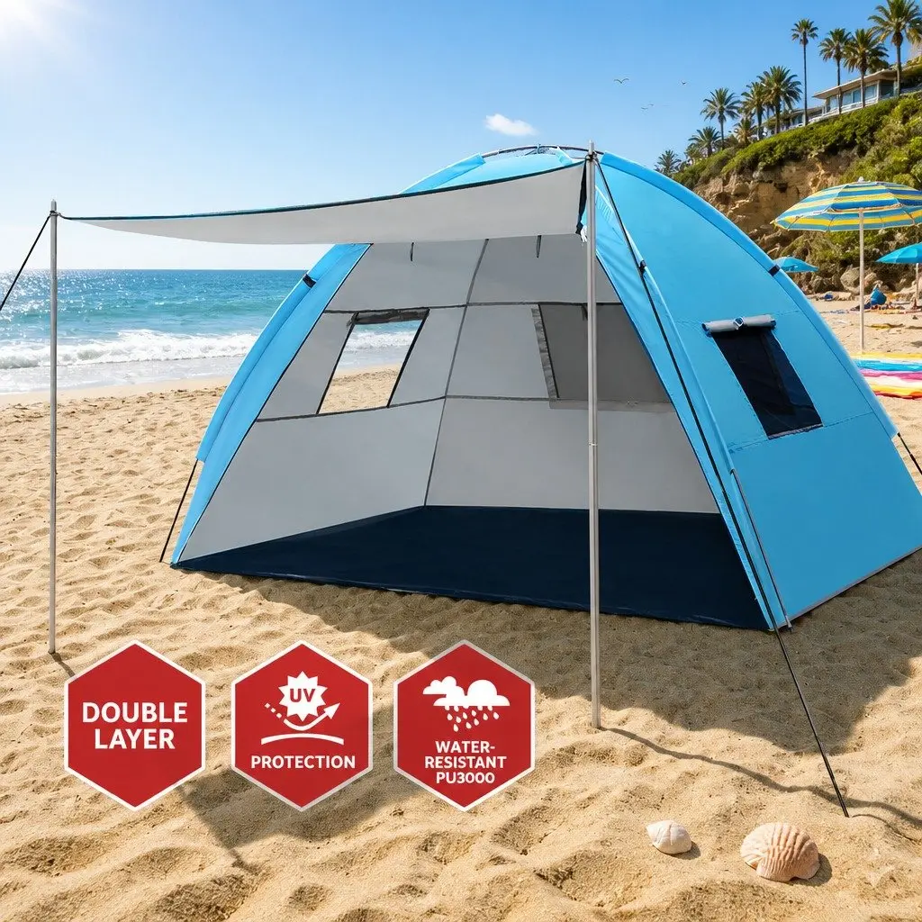4 Person Camping Tent Weather Resistant Portable Beach Hiking Shelter