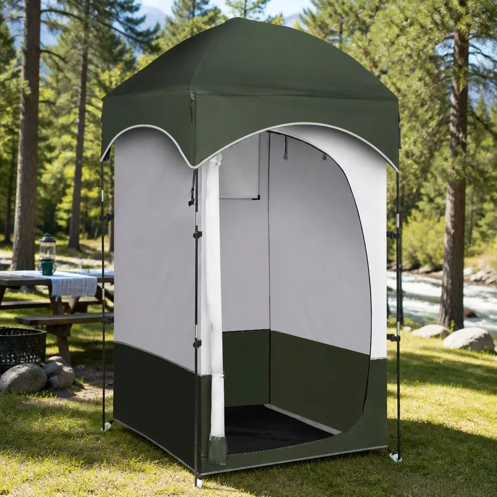 Portable Shower Toilet Tent 120 x 120 x 215cm Fiberglass Poles Green