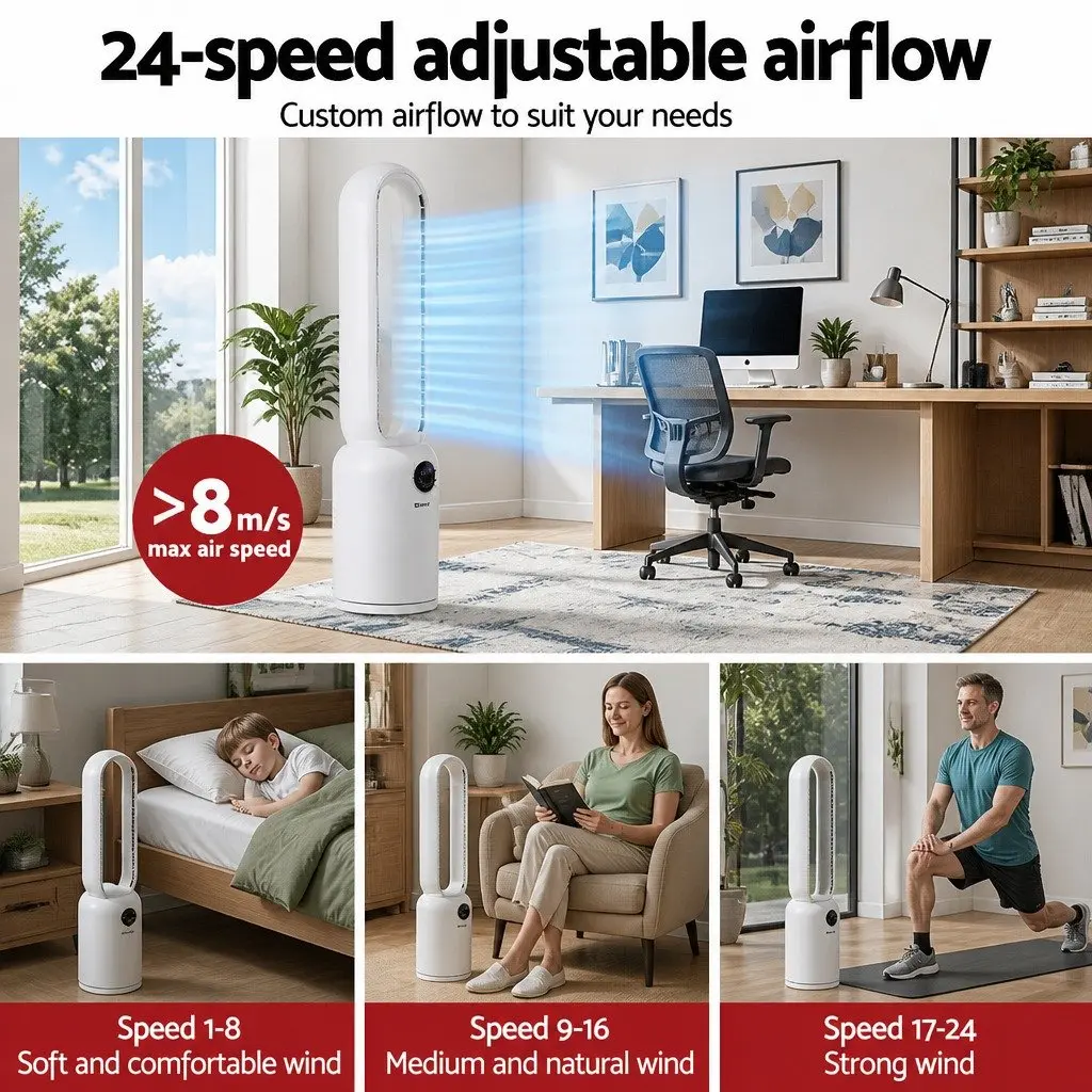 Bladeless Fan 88cm Air Purification 24 Speed Remote Control