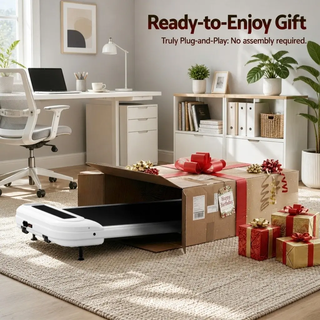 Electric Walking Pad Treadmill 3 Level Incline Under Desk Home Gym White Compact