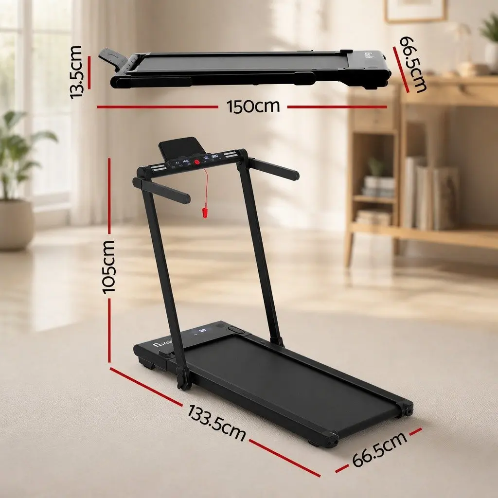 3-in-1 Walking Pad Treadmill 40cm LED Lights Foldable Under Desk Home Gym