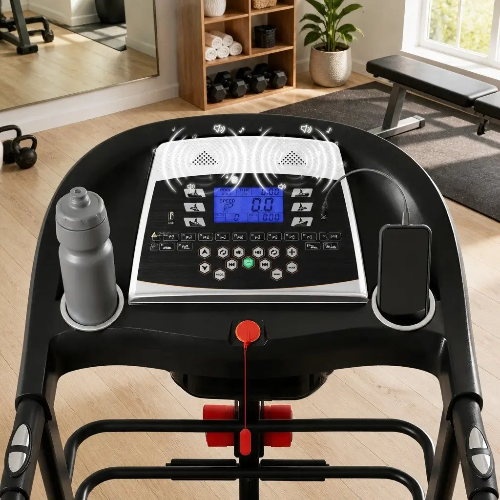 Electric Treadmill Home Gym Fitness Machine with Massager Sit-up Bar and Dumbbells